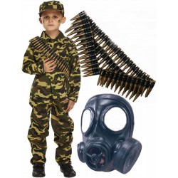 army boy with gas mask