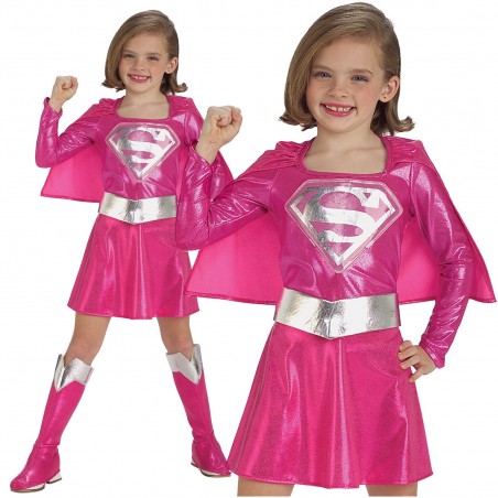Girls Pink Supergirl Costume
